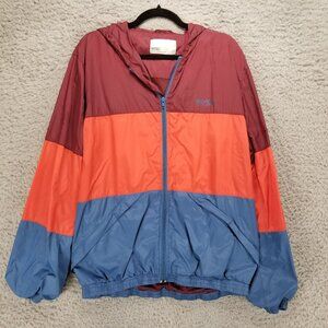 Wesc Jacket Mens Large Red Blue Long Sleeve Full Zip Hooded Windbreaker *Read*